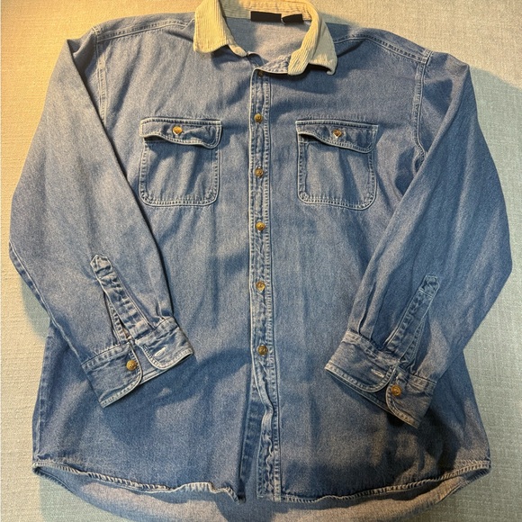 Faded Glory Other - Faded Glory Light Blue Denim Shirt with Corduroy Collar